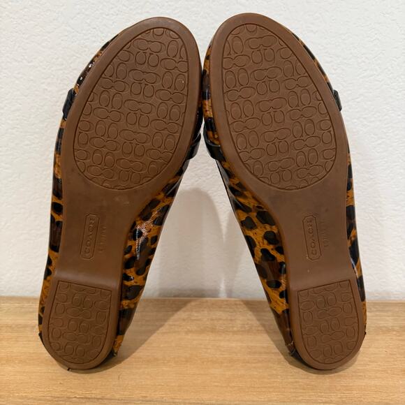 Coach Berdina Patent Leather Leopard Cheetah Flats Loafers Moccasins Size 9.5 - Picture 12 of 13